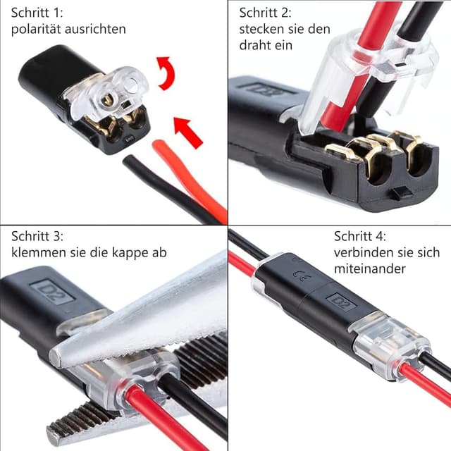 Detalle de 40 Stück 2-polige wasserdichte Auto-Kabelverbinder (2 Pin) für 18–22 AWG, steckbar