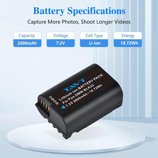 Detalle 2 de Batterie Panasonic DMW-BLK22 2600mAh, doppio caricatore