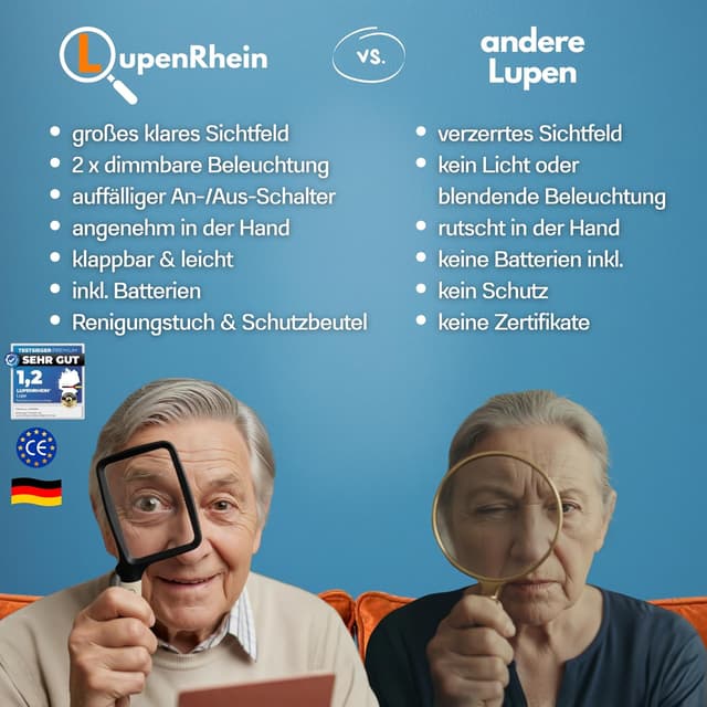 Thumbnail 6 de LupenRhein® Lupe mit Licht (3x) – klappbare Leselupe mit dimmbarem LED-Licht inkl. Batterien