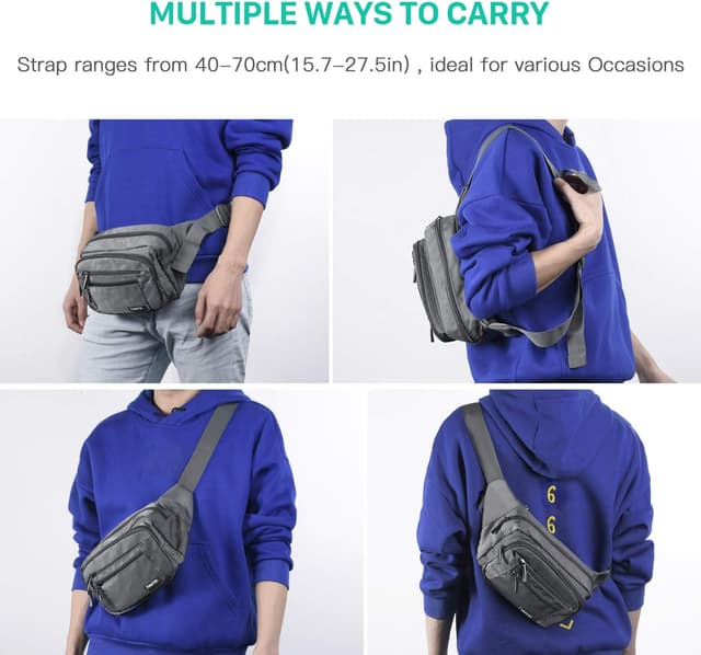 Thumbnail 6 de FREETOO Gürteltasche für Damen und Herren mit 6 Reißverschlusstaschen – wasserdichte Bauchtasche für Hundespaziergänge, Laufen & Reisen