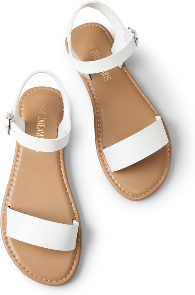 Detalle 2 de DREAM PAIRS Women’s Ankle Strap Flat Sandals with Open Toe and Buckle