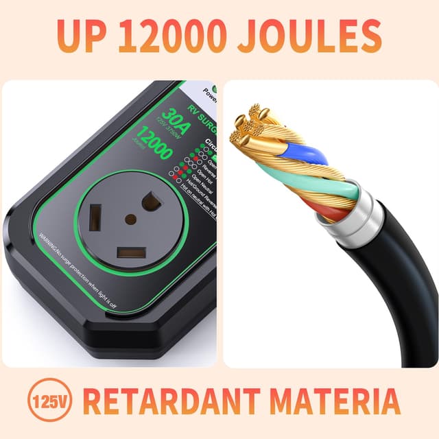Detalle 2 de GEARGO RV Surge Protector 30A 12,000J RV Circuit Analyzer ⚡