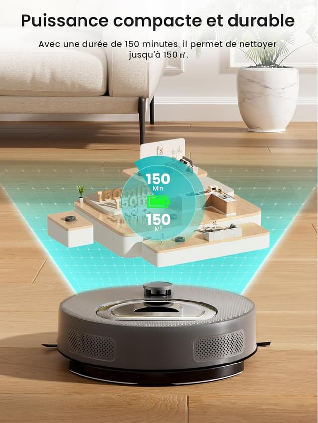 Detalle de Lefant M330 Plus Robot aspirateur laveur 3-en-1 5000 Pa, LiDAR, Freemove 2.0