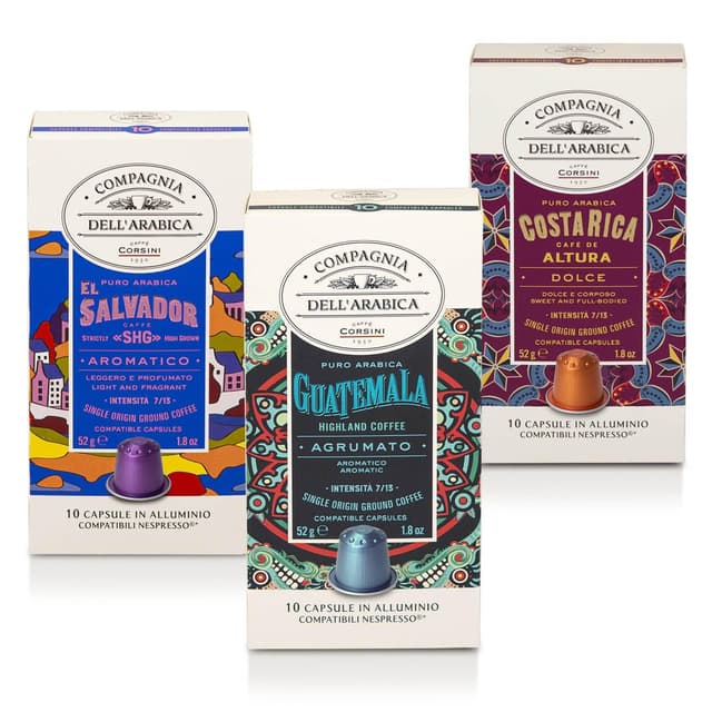 Detalle de Caffè Corsini Set kompatible Nespresso® Viaggio-Kapseln – 100% Arabica aus El Salvador, Costa Rica & Guatemala (30 Kapseln)