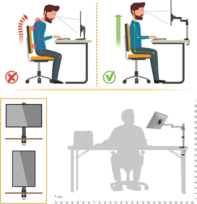 Detalle 2 de RICOO TS1711 supporto monitor da scrivania girevole e inclinabile VESA 75x75/100x100 per schermi 13–30