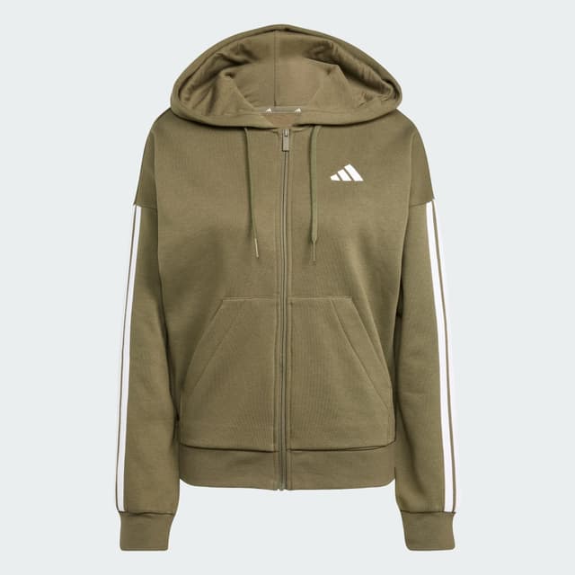 Detalle 2 de adidas Essentials 3 Stripes chaqueta de felpa con capucha y cremallera