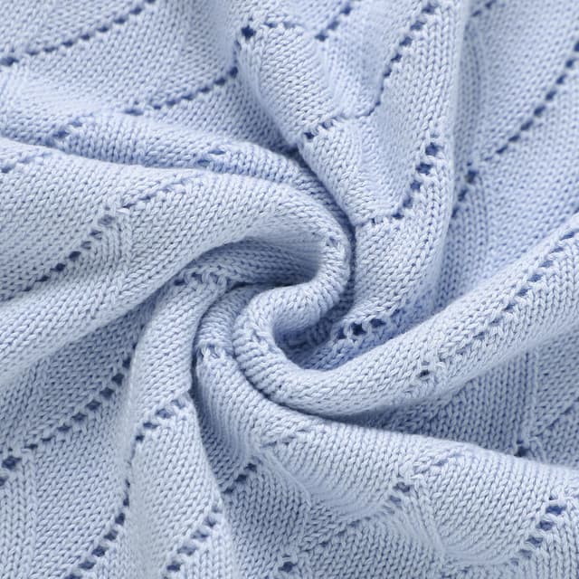 Thumbnail 5 de mimixiong Cotton Knit Baby Blanket 100 x 80 cm Water Blue
