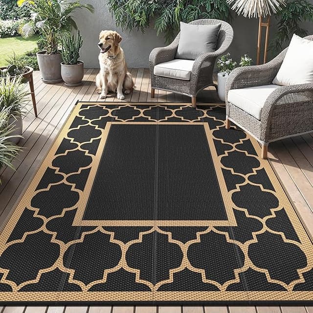 Detalle de GENIMO Alfombra Exterior Reversible 150x240cm, Impermeable y Antideslizante