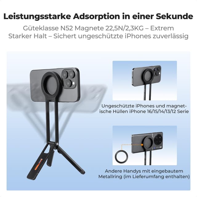 Thumbnail 1 de K&F Concept MS-47 magnetisches Handy Stativ