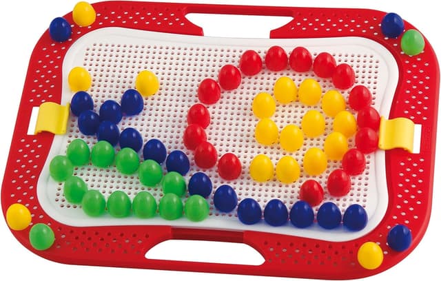 Detalle de Quercetti FantaColor Design – Mosaico Montessori con chiodini colorati (20 mm) per bambini dai 4 anni, gioco creativo in legno/struttura traforata