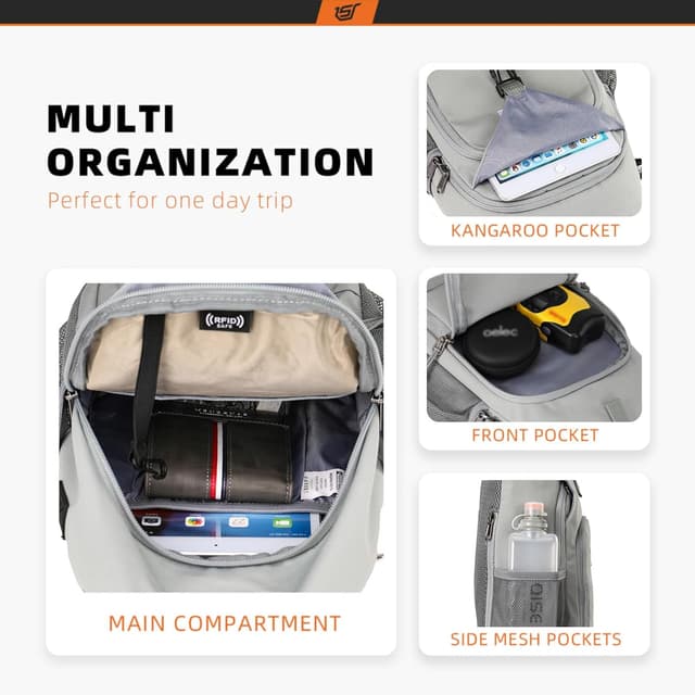 Detalle 2 de SKYSPER RFID Sling Bag Crossbody Sling Backpack (7L) – Travel, Hiking & Daypack