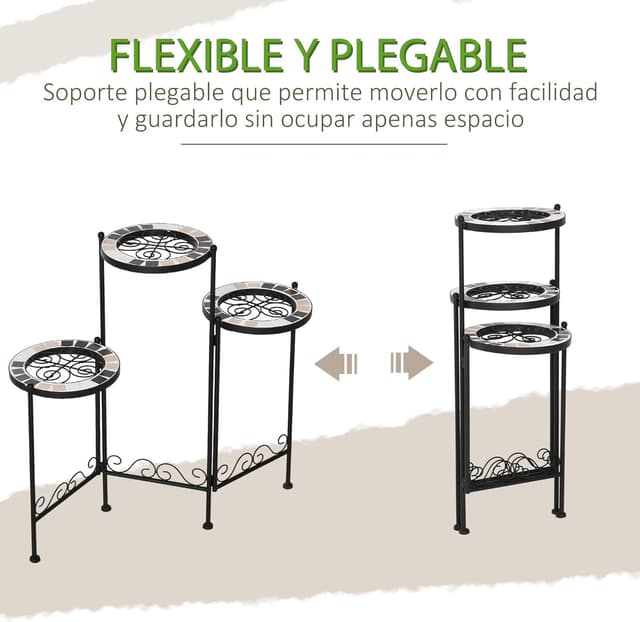 Thumbnail 3 de Outsunny Soporte para Plantas plegable 60x22x65 cm