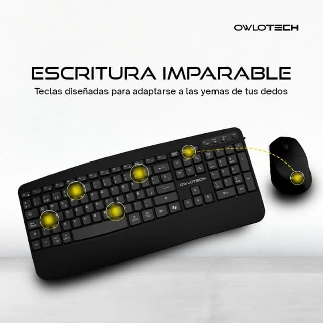 Detalle 2 de Owlotech MK500 Combo teclado y ratón wireless negro 🖱