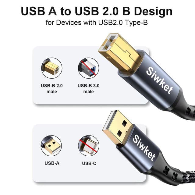 Detalle 2 de Siwket USB Druckerkabel 5M 🔌