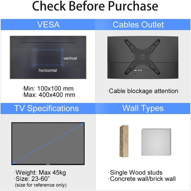 Detalle 2 de Suptek Corner TV Mount 748mm full motion