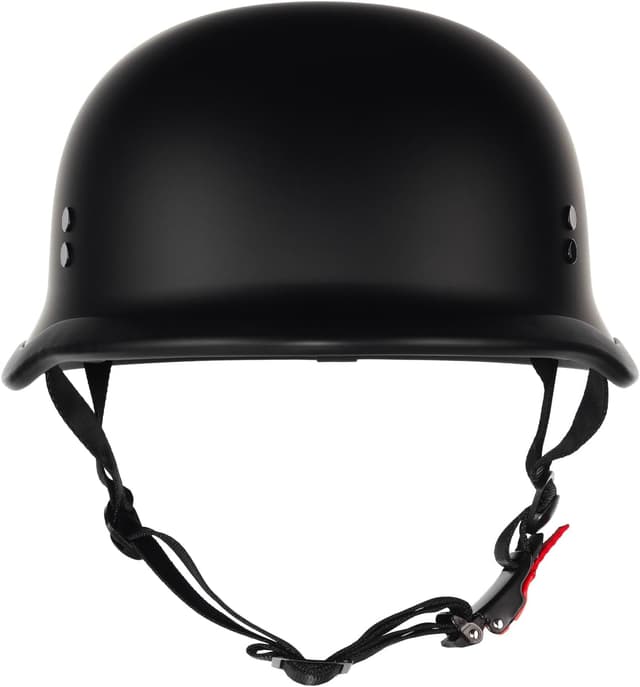 Detalle de Crown Racing German-Style Half Motorcycle Helmet (Model-308) — DOT Approved Open Face Retro Helmet, Matte Black