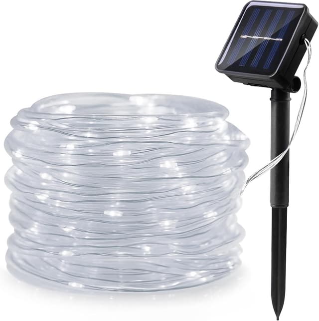 Detalle de WoskjXas Solar Fairy String Lights (12m / 39ft, 100 LEDs) with 8 lighting modes