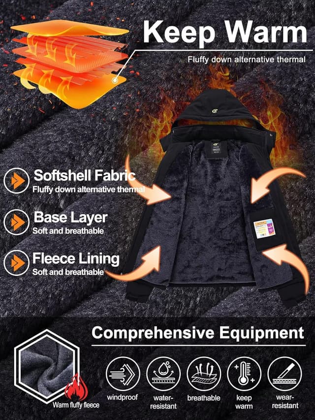 Thumbnail 4 de QPNGRP Mens Waterproof Ski Snowboard Jacket