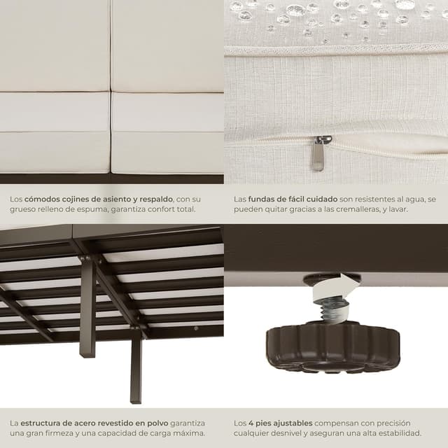 Thumbnail 6 de tectake® Conjunto Jardín Exterior de Acero 4 plazas