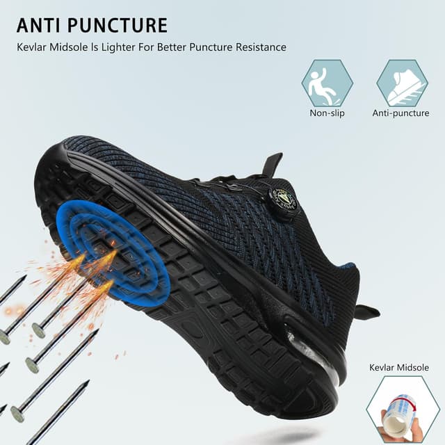 Detalle de Chaussures de sécurité légères respirantes avec embout acier et fermeture à bouton (lacet rapide)