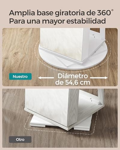 Thumbnail 6 de SONGMICS JJC007W01 espejo joyero sin marco con 6 LEDs y giro 360° (superficie blanco, forro negro)