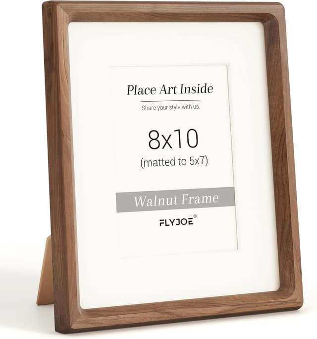 Detalle de 8x10 Picture Frame in Natural Walnut Wood with Tempered Glass (Handcrafted Rounded Corners)