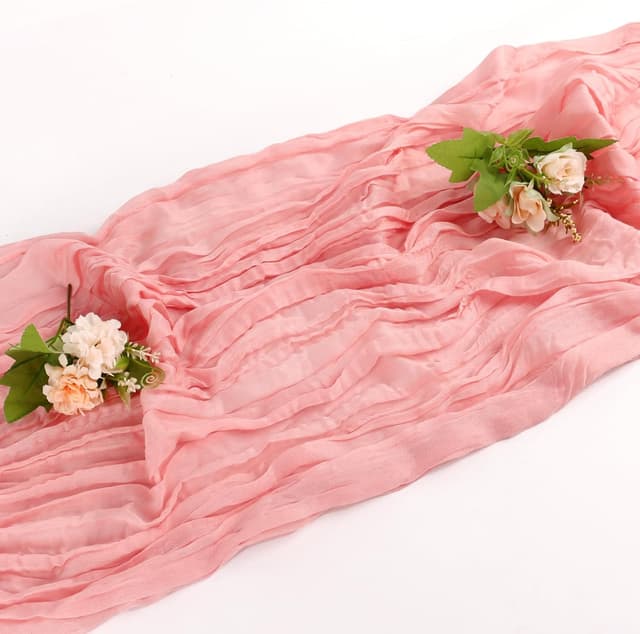 Thumbnail 6 de Dusty Pink Cheesecloth Table Runner 35x120 Inches