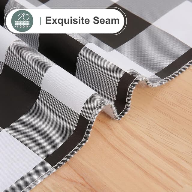 Detalle de misaya Square Waterproof Vinyl Table Cloth with Flannel Back, Black and White (54 x 54 in)
