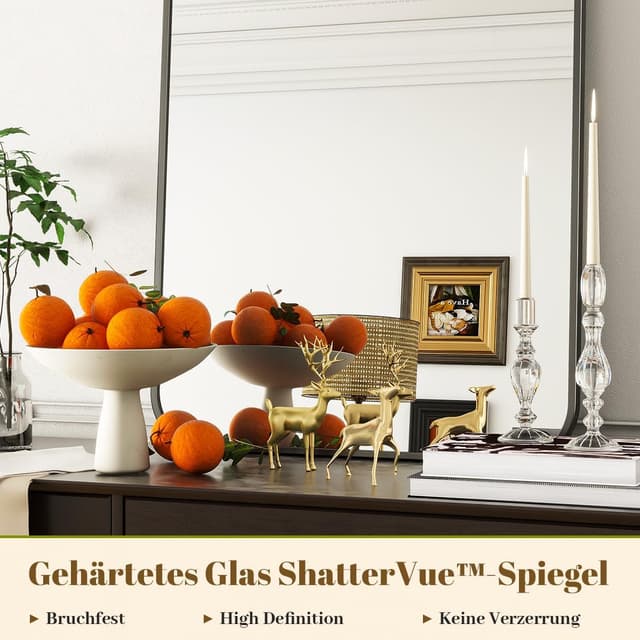 Detalle de Koonmi Miroir mural rectangulaire 75 x 122 cm à cadre métal noir, montage horizontal ou vertical