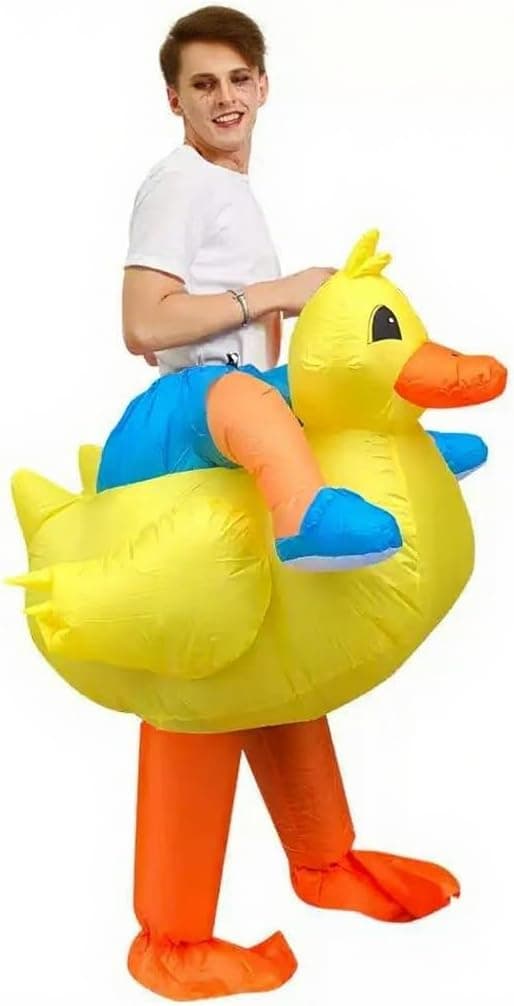 Detalle 2 de Inflatable Duck/Pig Costume for Adults (Yellow Duck / Pink Pig) — Battery-Fan Onesie Fancy Dress for Parties