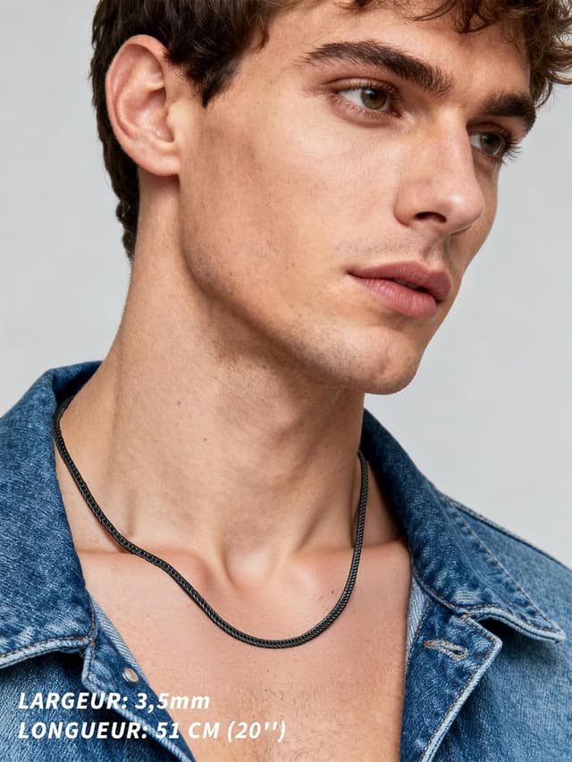 Detalle de FindChic Collier chaîne cubaine pour homme en acier inoxydable 346L, style hip hop streetwear (largeurs 3/6/9/12 mm)