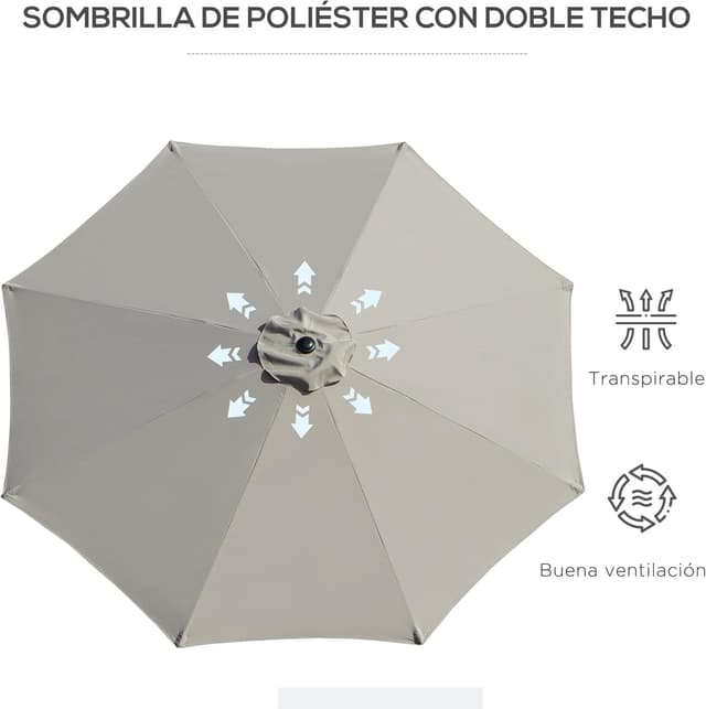 Thumbnail 7 de Outsunny Sombrilla de Jardín con Manivela y Mecanismo ☂