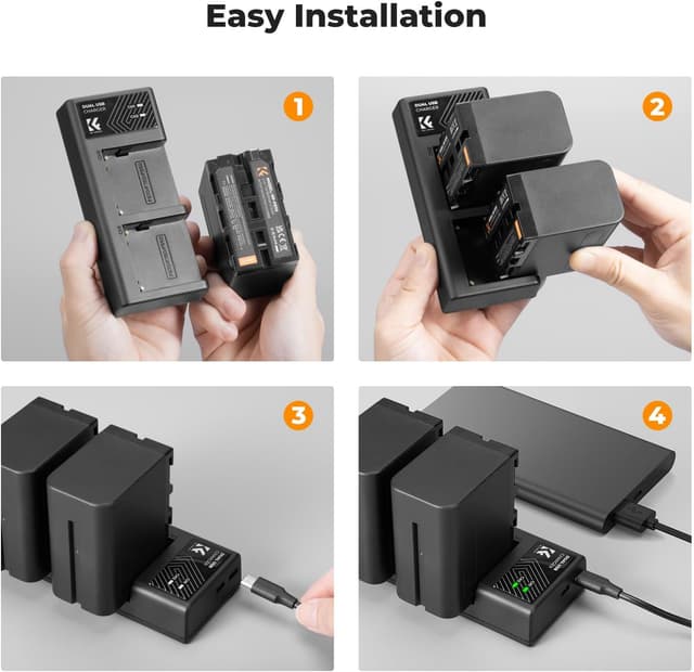 Thumbnail 6 de K&F CONCEPT 2 Pack NP-F970 Battery with LED Charger for Sony NP-F series