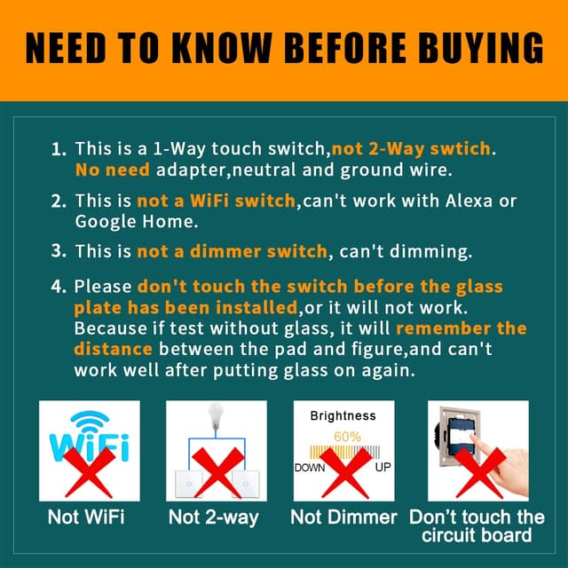 Detalle 2 de Touch light switch 2-gang 240V CNBINGO