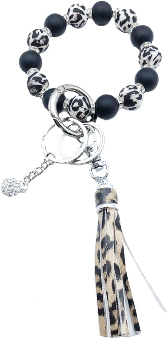 Detalle de Xsclpomddy Schlüsselanhänger-Armband aus Silikonperlen – Schlüsselbund für Frauen