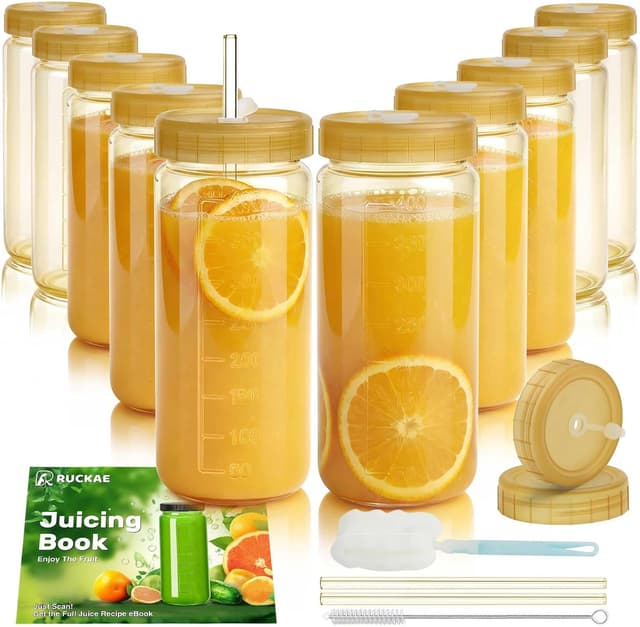 Imagen de Ruckae 16 OZ Glass Juice Bottles 10-Pack en OfertitasTOP