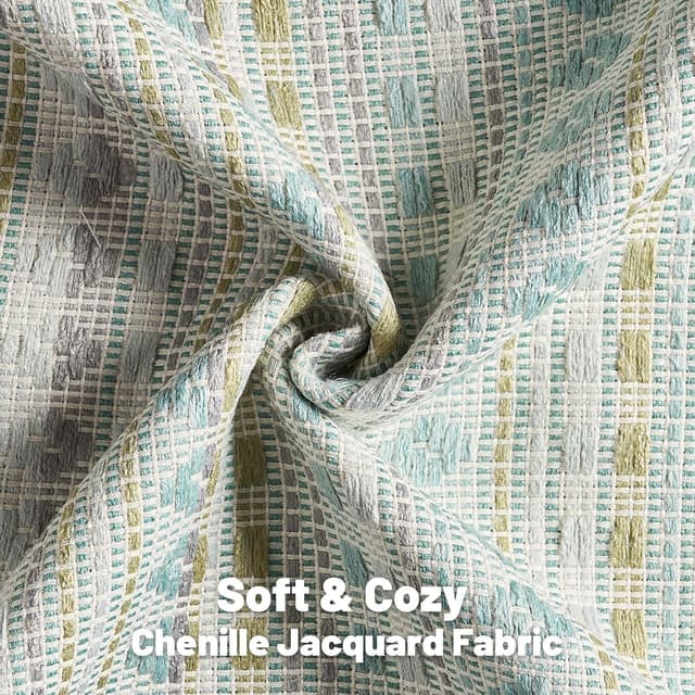 Detalle de Ystyle Housse de coussin 45x45 (lot de 2) en chenille à rayures champêtre, bleu-vert