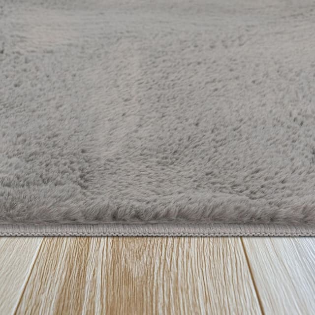Detalle 2 de TT Home Shaggy rond en gris, tapis à poils pelucheux 200 cm