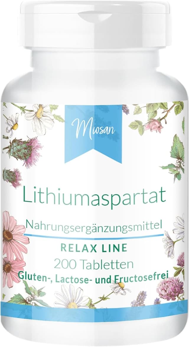 Detalle de Lithiumaspartat (RELAX LINE) 200 Tabletten, 30 mg je Tablette – 100 % vegan & schluckfreundlich