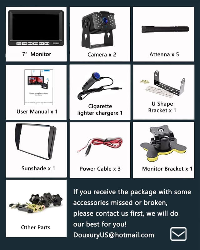 Thumbnail 6 de FHD 1080P 4CH Wireless RV Backup Camera System with 7'' Monitor (IP69K, Super Night Vision, Dual Antenna)