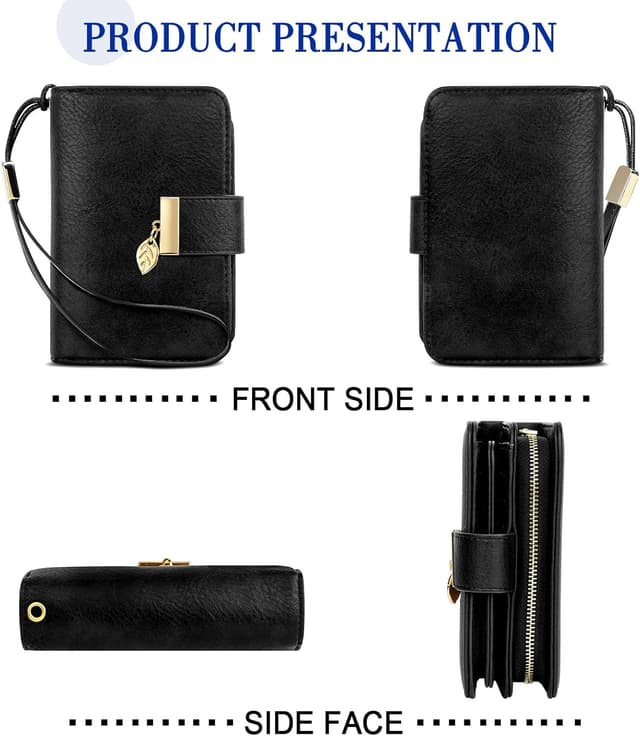 Detalle de Faneam Damen-Geldbörse aus Leder mit RFID-Schutz und 14 Kartenfächern