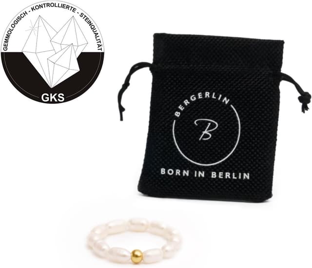 Detalle 2 de BERGERLIN Reis Perlen Ring mit Goldperle S M L