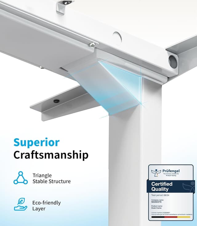 Detalle de MAIDeSITe T2 Pro Plus dual-motor height adjustable standing desk frame (white)