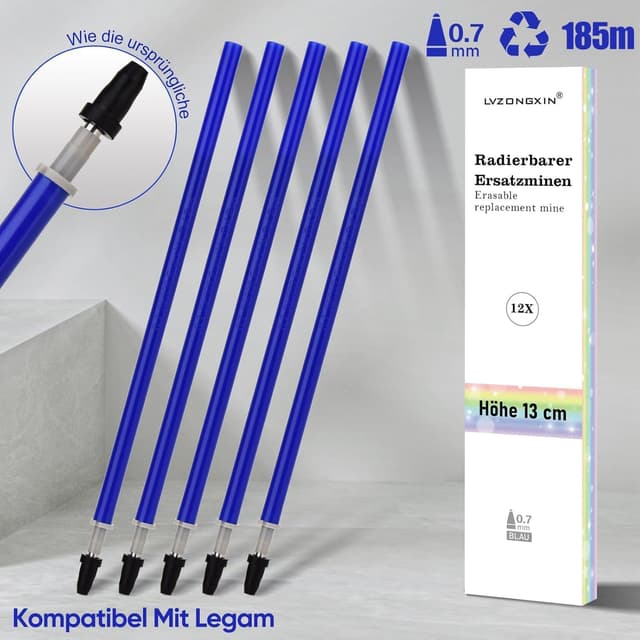 Detalle de Ricariche LVZONGXIN per pennarello compatibili con Legami, blu da 0,7 mm (12 pezzi) con inchiostro cancellabile