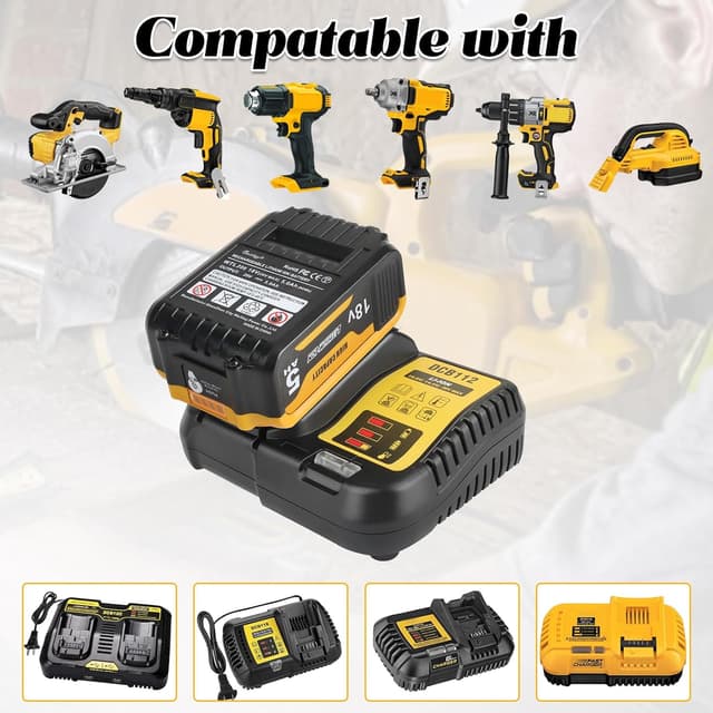 Thumbnail 1 de Waitley 18V 5.0Ah Replacement Battery for DeWalt drills