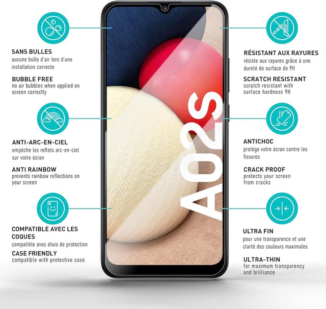 Detalle de smartect Verre Trempé 3 pièces Clear pour Samsung Galaxy A02s / A03s (9H, 0,3 mm)
