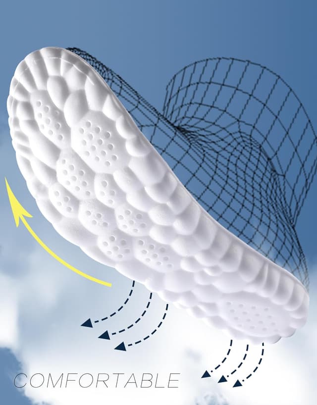 Detalle de 2 Pair Memory Foam Insoles with Arch Support (Black & Orange) – Trainers, Sports Shoes & Work Boots Replacement Inserts