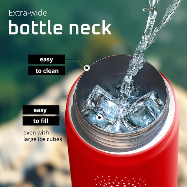 Detalle de BeMaxx ACTIVE FLASK stainless steel water bottle with straw and 3 leak-proof lids