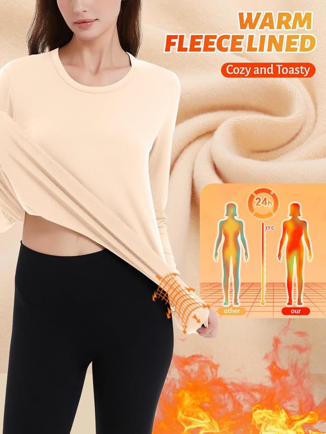 Detalle de Soudittur Maglia Termica Donna a Manica Lunga con Pile Foderato