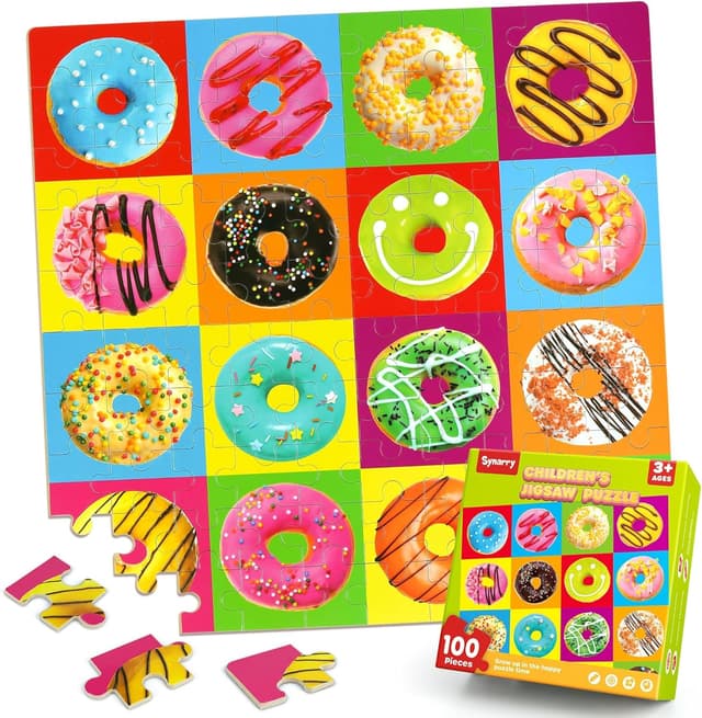 Detalle de SYNARRY 100-Piece Wooden Donut Puzzle for Kids 🎲
